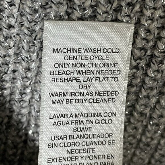 White House Black Market Silver Metallic Ombre Sweater Medium Cowl Neck Pullover - Picture 15 of 16